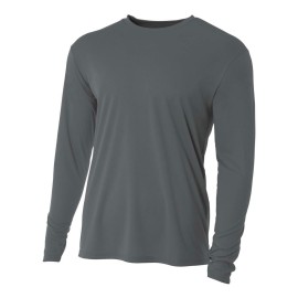 A4 Mens Cooling Performance Long Sleeve Crew, 3XL, Graphite