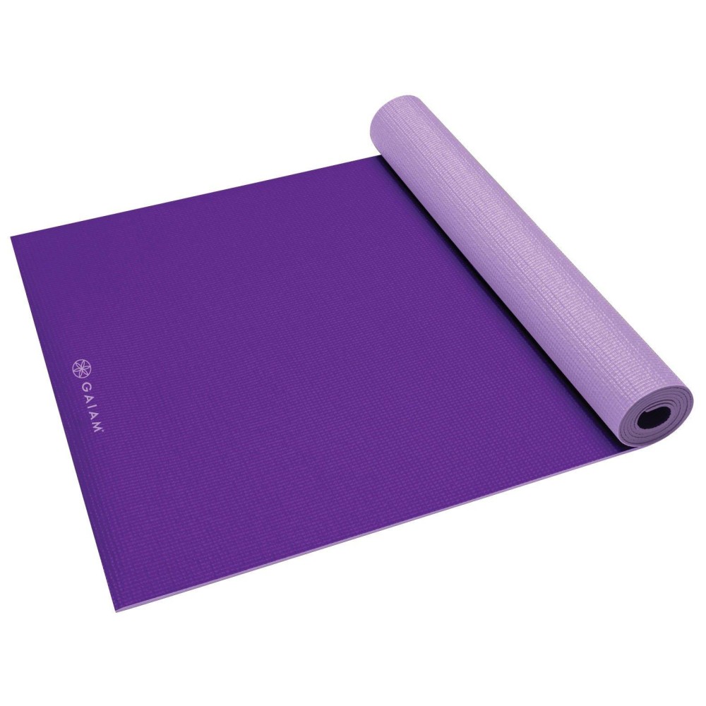 Gaiam Yoga Mat Premium Solid Color Reversible Non Slip Exercise & Fitness Mat For All Types Of Yoga, Pilates & Floor Workouts, Plum/Jam, 6Mm, 68