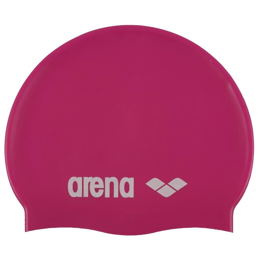 Arena Classic Junior Silicone Unisex Swim Cap For Girls And Boys Comfortable Durable Kids Pool Bathing Cap, One Size, Fuchsia/White