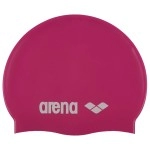 Arena Classic Junior Silicone Unisex Swim Cap For Girls And Boys Comfortable Durable Kids Pool Bathing Cap, One Size, Fuchsia/White