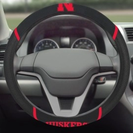 FANMATS - 14918 NCAA University of Nebraska Cornhuskers Polyester Steering Wheel Cover , 15