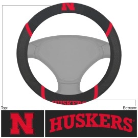 FANMATS - 14918 NCAA University of Nebraska Cornhuskers Polyester Steering Wheel Cover , 15