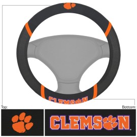 FANMATS - 14849 NCAA Clemson University Tigers Polyester Steering Wheel Cover , 15