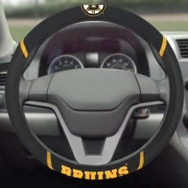 FANMATS 14842 NHL Boston Bruins Polyester Steering Wheel Cover , 15