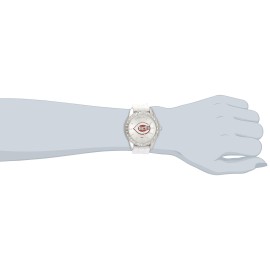 Game Time Women's Frost MLB Series' Quartz Metal and Silicone Casual Watch, Color:White (Model FRO-CIN)