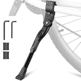 Topcabin Bicycle Adjustable Aluminium Alloy Bike Bicycle Kickstand Side Kickstand Fit For 22 24 26- Black