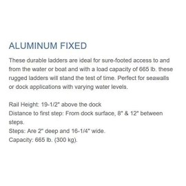 Dock Edge + ECO Weld Free Fixed Dock Ladder, 5 Steps, Aluminum