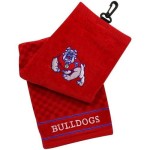 Team Golf Ncaa Fresno State Bulldogs Embroidered Golf Towel, Checkered Scrubber Design, Embroidered Logo