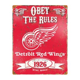Party Animal NHL Embossed Metal Vintage Detroit Red Wings Sign