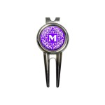 Letter M Initial Purple and White Scrolls Golf Golfing Divot Repair Tool and Ball Marker