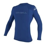 Oneill Wetsuits Mens Basic Skins 50+ L/S Rash Guard, Pacific, M