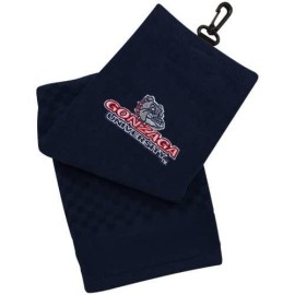 Team Golf Ncaa Gonzaga Bulldogs Embroidered Golf Towel, Checkered Scrubber Design, Embroidered Logo