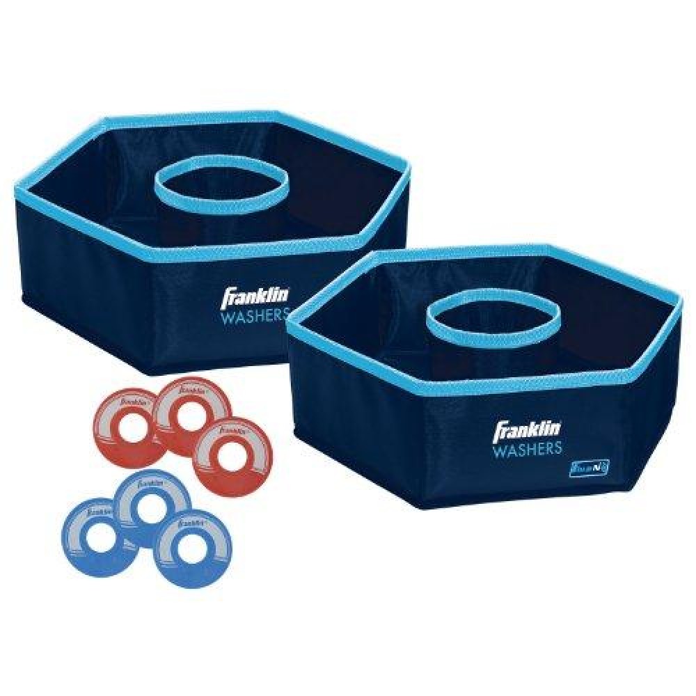 Franklin Sports Washer Toss - 6 Washers And 2 Collapsible Targets - Beach Or Camping Outdoor Lawn Game - Official Size Washer Set