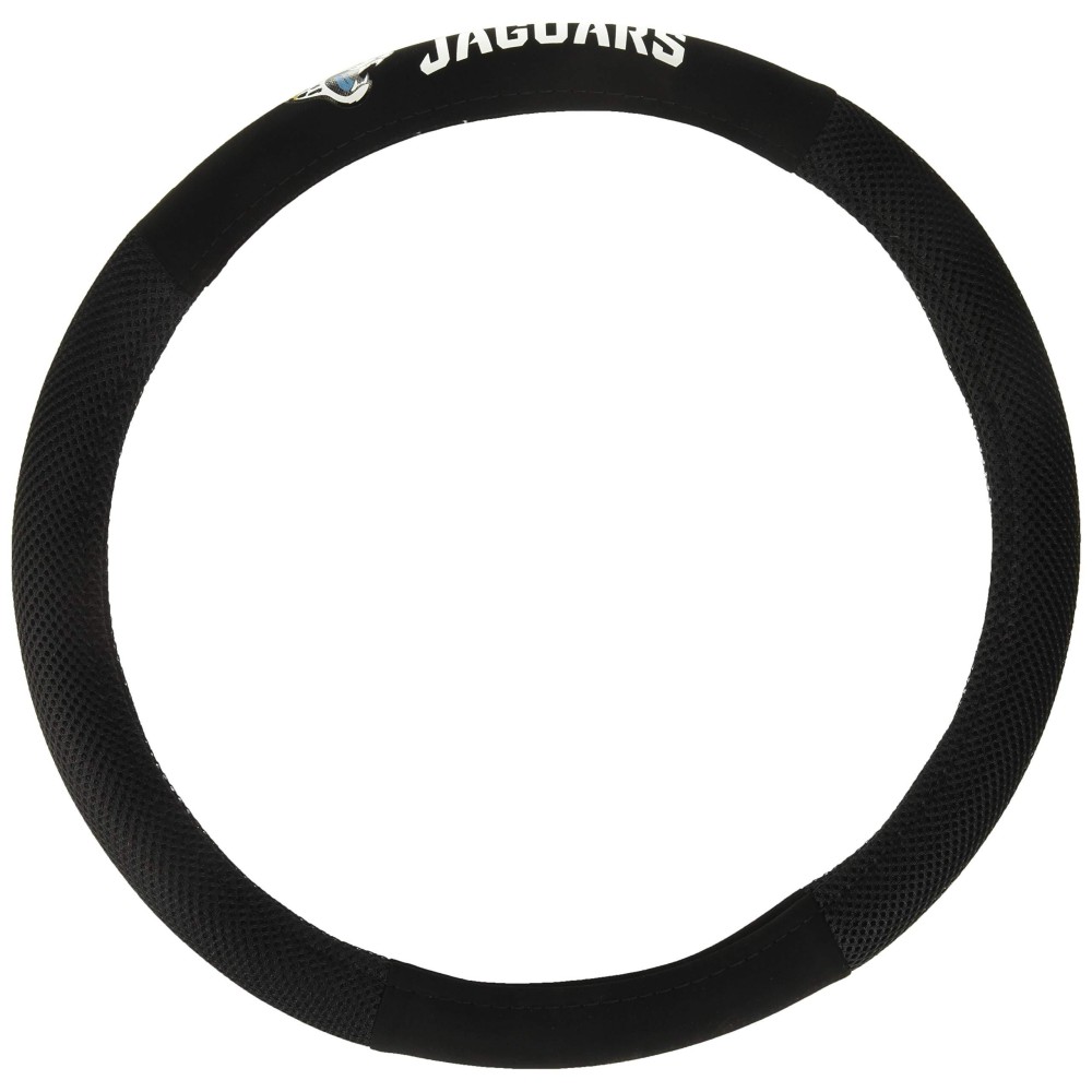 Fremont Die NFL Jacksonville Jaguars Poly-Suede Steering Wheel Cover, Fits Most Standard Size Steering Wheels, Black/Team Colors