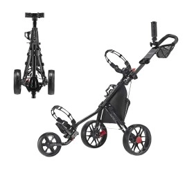 Caddytek Caddylite 115 V3 3 Wheel Golf Push Cart - Superlite Deluxe, Lightweight, Easy To Fold Caddy Cart Pushcart, Black