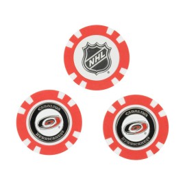 Team Golf NHL Carolina Hurricanes Golf Chip Ball Markers (3 Count), Poker Chip Size with Pop Out Smaller Double-Sided Enamel Markers,Multi Team Color,One Size,13488