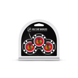 Team Golf NHL Chicago Blackhawks Golf Chip Ball Markers (3 Count), Poker Chip Size with Pop Out Smaller Double-Sided Enamel Markers,Multi Team Color,One Size,13588