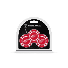 Team Golf NHL Detroit Red Wings Golf Chip Ball Markers (3 Count), Poker Chip Size with Pop Out Smaller Double-Sided Enamel Markers