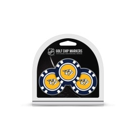 Team Golf NHL Nashville Predators Golf Chip Ball Markers (3 Count), Poker Chip Size with Pop Out Smaller Double-Sided Enamel Markers,Multi Team Color,One Size,14588