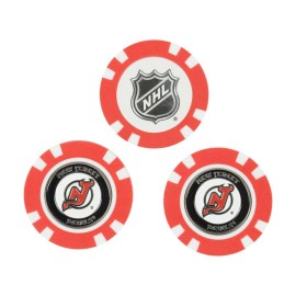 Team Golf NHL New Jersey Devils Golf Chip Ball Markers (3 Count), Poker Chip Size with Pop Out Smaller Double-Sided Enamel Markers,Multi Team Color,One Size,14688