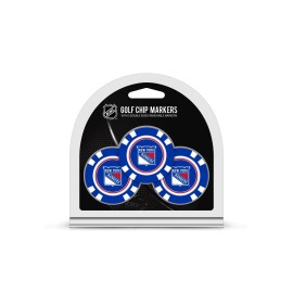 Team Golf NHL New York Rangers Golf Chip Ball Markers (3 Count), Poker Chip Size with Pop Out Smaller Double-Sided Enamel Markers, Multi Team Color, 14888