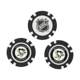 Team Golf NHL Pittsburgh Penguins Golf Chip Ball Markers (3 Count), Poker Chip Size with Pop Out Smaller Double-Sided Enamel Markers, Multi Team Color, 15288