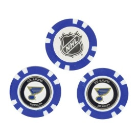 Team Golf NHL St Louis Blues Golf Chip Ball Markers (3 Count), Poker Chip Size with Pop Out Smaller Double-Sided Enamel Markers,Multi Team Color,One Size,15488