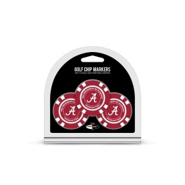 Team Golf NCAA Alabama Crimson Tide Golf Chip Ball Markers (3 Count), Poker Chip Size with Pop Out Smaller Double-Sided Enamel Markers, Multi Team Color, 20188