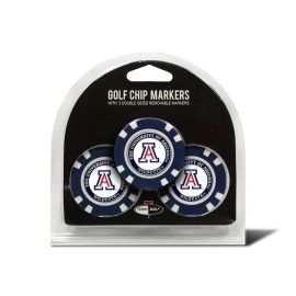 Team Golf NCAA Arizona Wildcats Golf Chip Ball Markers (3 Count), Poker Chip Size with Pop Out Smaller Double-Sided Enamel Markers,Multi Team Color,One Size,20288