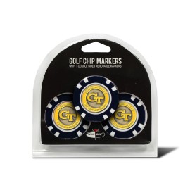 Team Golf NCAA Georgia Tech Yellow Jackets Golf Chip Ball Markers (3 Count), Poker Chip Size with Pop Out Smaller Double-Sided Enamel Markers, Multi Team Color, 21288