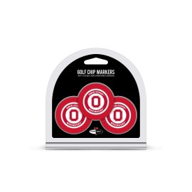 Team Golf NCAA Ohio State Buckeyes Golf Chip Ball Markers (3 Count), Poker Chip Size with Pop Out Smaller Double-Sided Enamel Markers