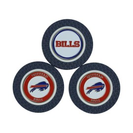 Team Golf NFL Buffalo Bills Golf Chip Ball Markers (3 Count), Poker Chip Size with Pop Out Smaller Double-Sided Enamel Markers,Multi Team Color,One Size,30388