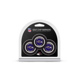 Team Golf NFL Baltimore Ravens Golf Chip Ball Markers (3 Count), Poker Chip Size with Pop Out Smaller Double-Sided Enamel Markers,Multi Team Color,One Size,30288