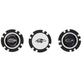 Team Golf NFL Baltimore Ravens Golf Chip Ball Markers (3 Count), Poker Chip Size with Pop Out Smaller Double-Sided Enamel Markers,Multi Team Color,One Size,30288