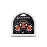 Team Golf NFL Cincinnati Bengals Golf Chip Ball Markers (3 Count), Poker Chip Size with Pop Out Smaller Double-Sided Enamel Markers,Multi Team Color,One Size,30688