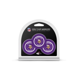 Team Golf NFL Minnesota Vikings Golf Chip Ball Markers (3 Count), Poker Chip Size with Pop Out Smaller Double-Sided Enamel Markers