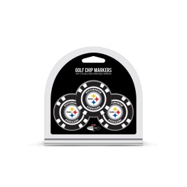 Team Golf NFL Pittsburgh Steelers Golf Chip Ball Markers (3 Count), Poker Chip Size with Pop Out Smaller Double-Sided Enamel Markers, Multi Team Color, 32488