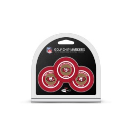 Team Golf NFL San Francisco 49ers Golf Chip Ball Markers (3 Count), Poker Chip Size with Pop Out Smaller Double-Sided Enamel Markers,Multi