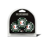 Team Golf NCAA Miami Hurricanes Golf Chip Ball Markers (3 Count), Poker Chip Size with Pop Out Smaller Double-Sided Enamel Markers, Multi Team Color, One Size, (47188)