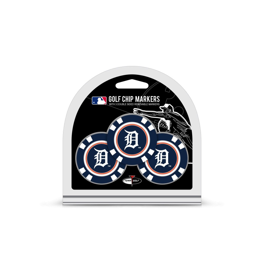 Team Golf MLB Golf Chip Ball Markers (3 Count), Poker Chip Size with Pop Out Smaller Double-Sided Enamel Markers, Detroit Tigers