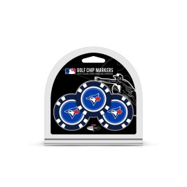 Team Golf MLB Golf Chip Ball Markers (3 Count), Poker Chip Size with Pop Out Smaller Double-Sided Enamel Markers, Toronto Blue Jays Multi, One Size