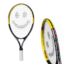 Kids Tennis Racket With Training Videos - 19 Inch Aluminum Youth Tennis Racket, Neoprene Handle - Junior Tennis Racket For Kids Age 5-12 - Childrens Tennis Rackets By Street Tennis Club, Black/Yellow