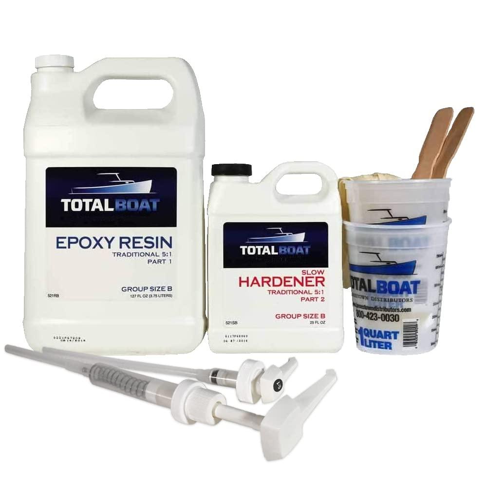 Totalboat 5:1 Epoxy Resin Kit (Gallon, Slow Hardener), Marine Grade Epoxy For Fiberglass And Wood Boat Building And Repair