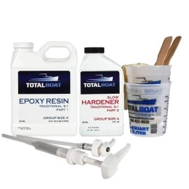 TotalBoat 5:1 Epoxy Resin Kit (Quart, Slow Hardener), Marine Grade Epoxy for Fiberglass and Wood Boat Building and Repair