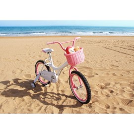 Colorbasket Front Handle Bar Kids Bike Basket, Water Resistant, Leather Straps, Pink