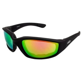 Global Vision Eyewear Black Frame Kickback Riding Glasses with GT Red Lenses