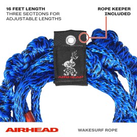 Airhead Spiral Braid Wakesurf Rope, 3 Sections, 16-Feet