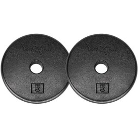 Yes4All 1-Inch Cast Iron Weight Plates For Dumbbells - Standard Weight Disc Plates (5 Lbs, Set Of 2)