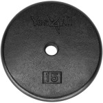 Yes4All 1-Inch Cast Iron Weight Plates For Dumbbells - Standard Weight Disc Plates (15 Lbs, Single)