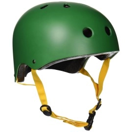 Krown Hunter Green Shell with Yellow Strap Skateboard Helmet, One Size